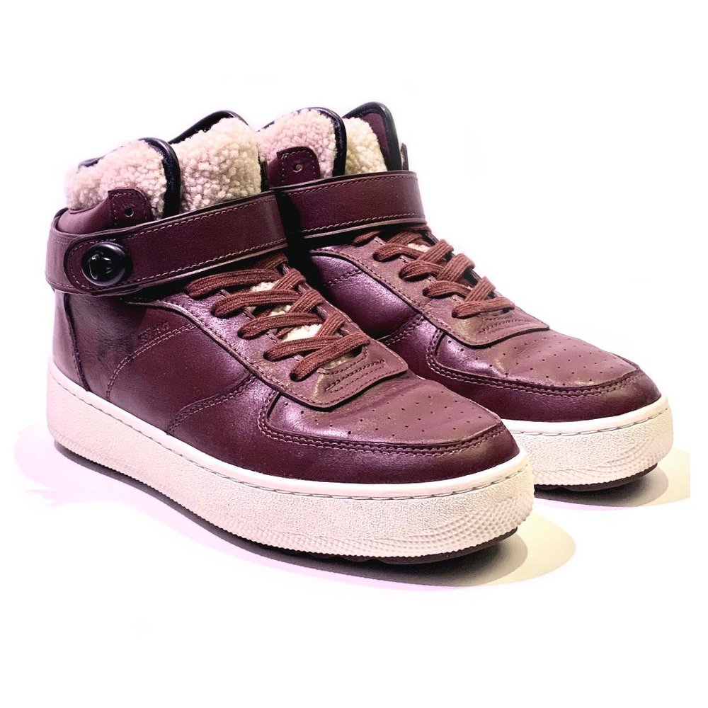 Coach Men's C210 Leather Burgundy Hi-Tops